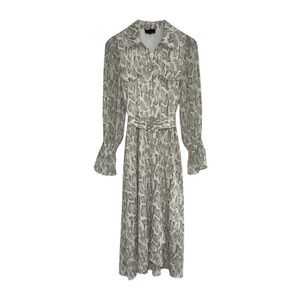 Lucy Paris Long Sleeve‎ Belted Dress Women’s Small Tan Snakeskin Print